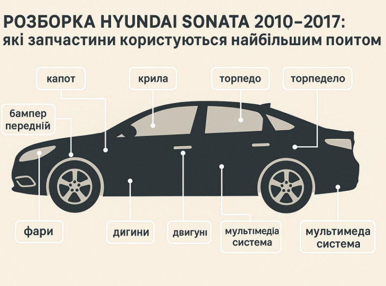 Розборка Hyundai Sonata 2010–2017: які запчастини користуються найбільшим попитом